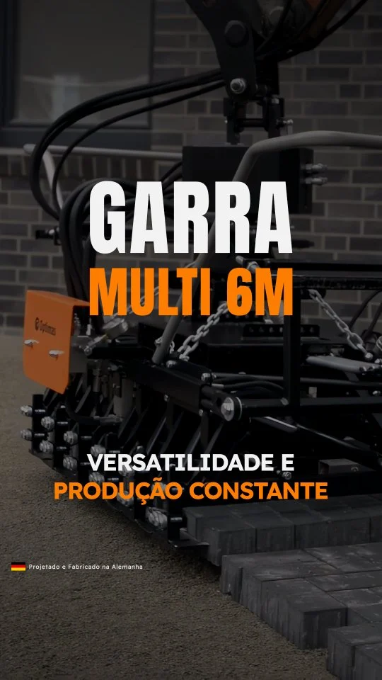 Versatilidade não é luxo, é o que mantém sua obra em movimento.
A Garra Multi 6M transforma qualquer mini escavadeira ou carregadeira em uma pavimentadora de alta performance, pronta para lidar com diferentes formatos de pavers sem trocas demoradas.

Com rendimento de até 40 m² por hora e capacidade de 300 kg, ela garante produção constante, menos esforço manual e acabamento impecável do início ao fim.

Mais agilidade, menos limitações.
A tecnologia da Optimas entrega a flexibilidade que sua equipe precisa e os resultados que o mercado exige.